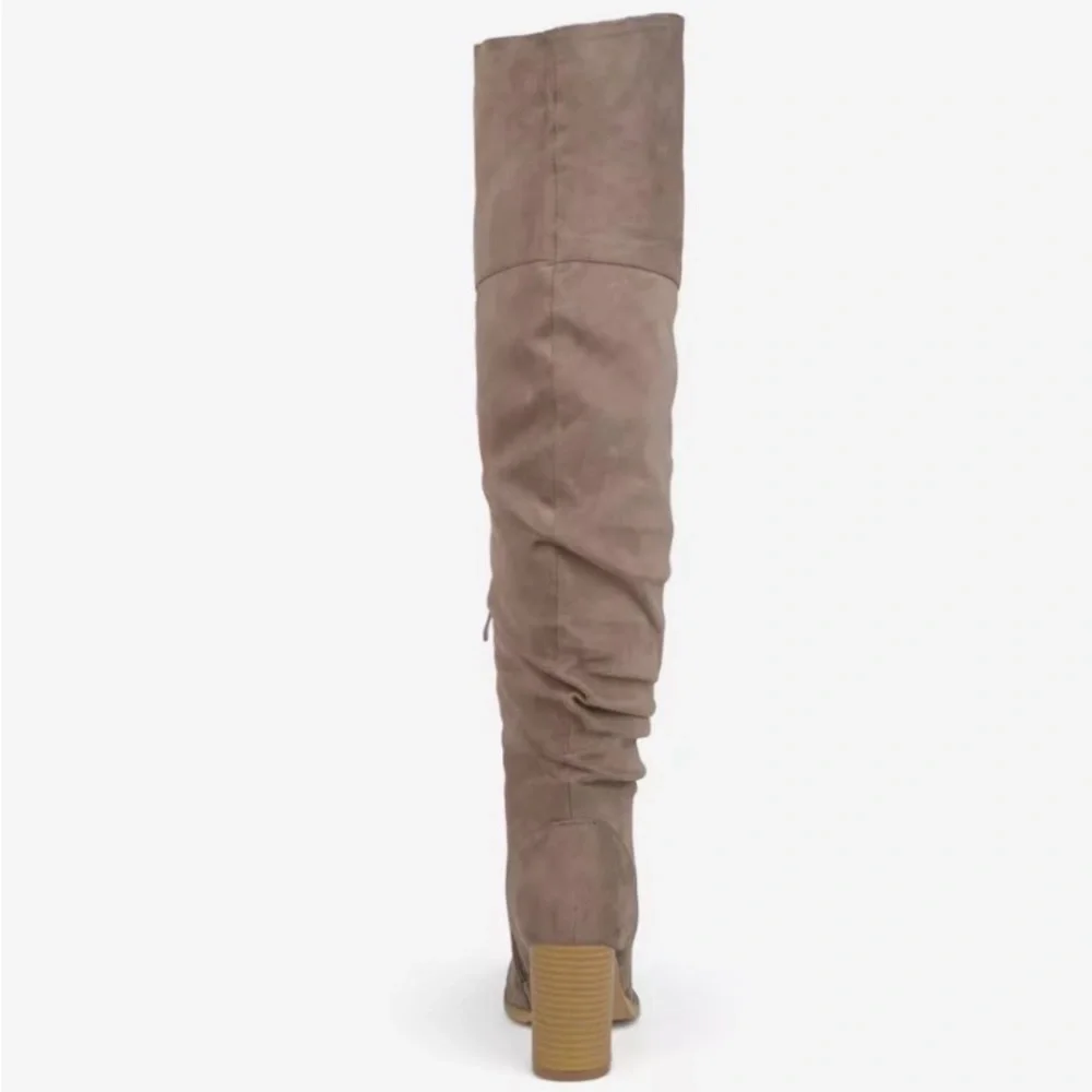Journee Collection Taupe Slouch Over-the-Knee Block Heel Boots
